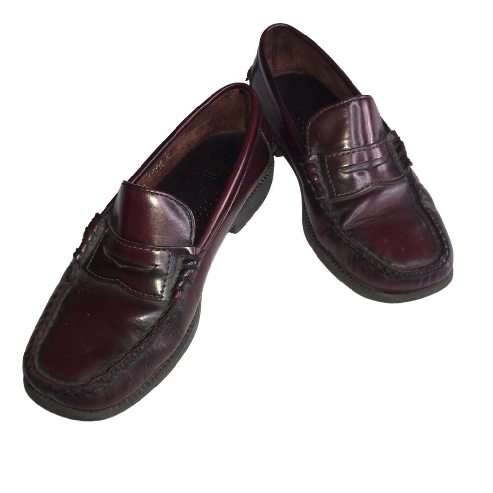 DEXTER Red Leather Loafer Slides, Size Women's 5 1/2 W Slip On, Work Business